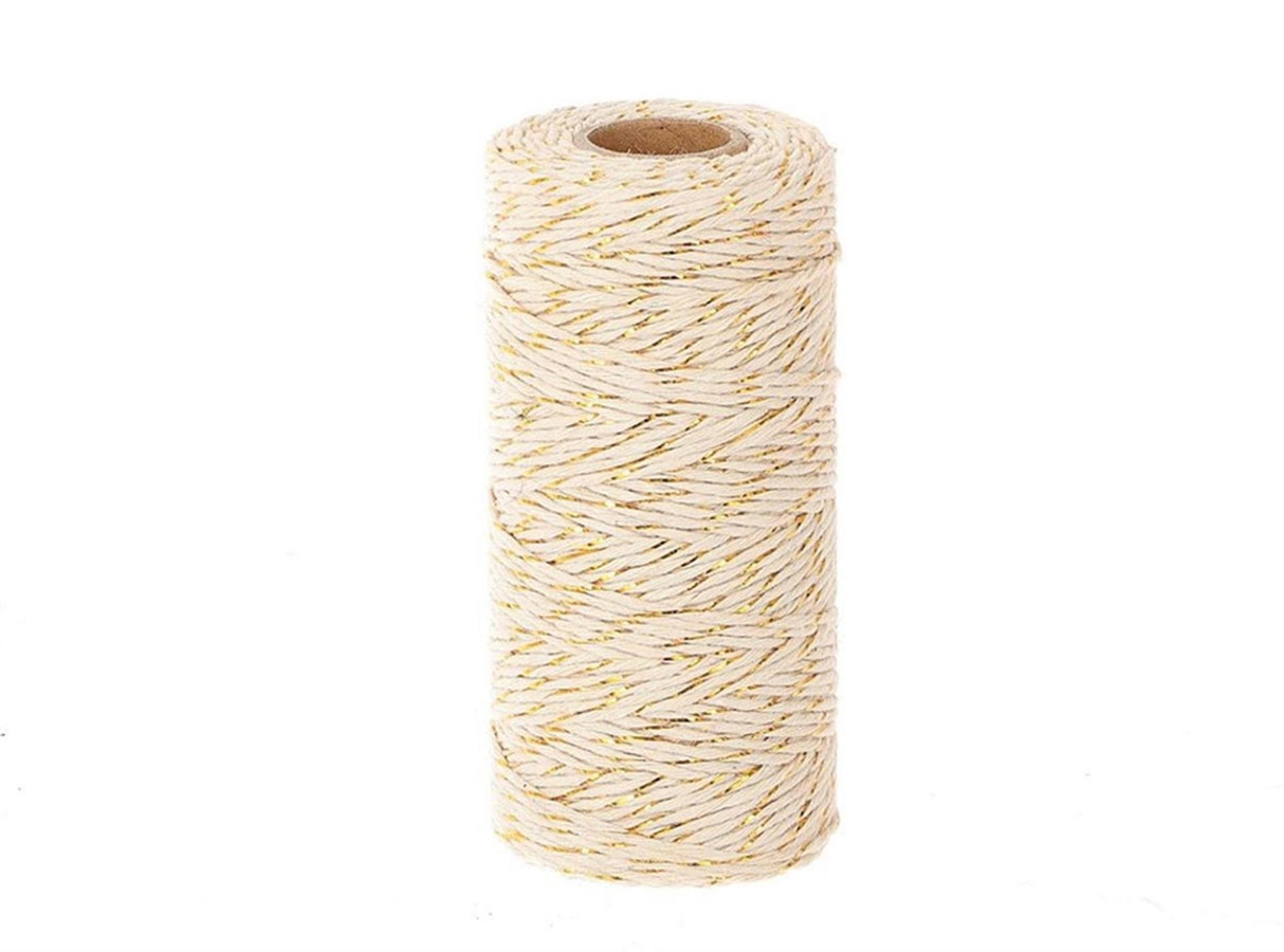 Corde en coton HBx natural living sur bobine 100m or blanc