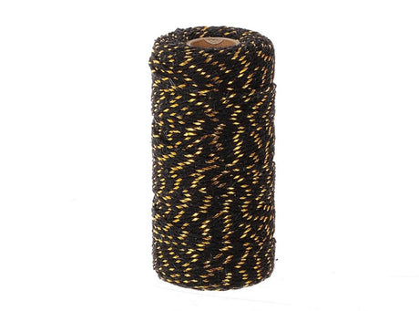Hbx corde vivante naturelle coton sur bobine 100m x 0,2cm or noir