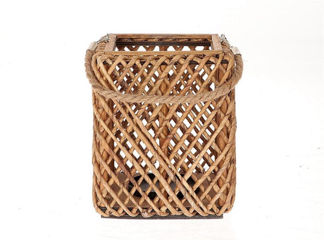 Lanterne vivante naturelle Hbx avec verre 20x20x25cm marron