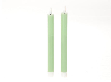 HBx natural living bougie de dîner flamme LED 24,5cm vert
