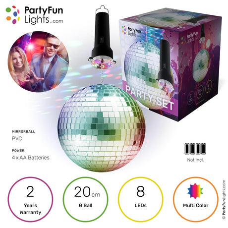 Lumières amusantes de fête boule disco 20cm led multicolore