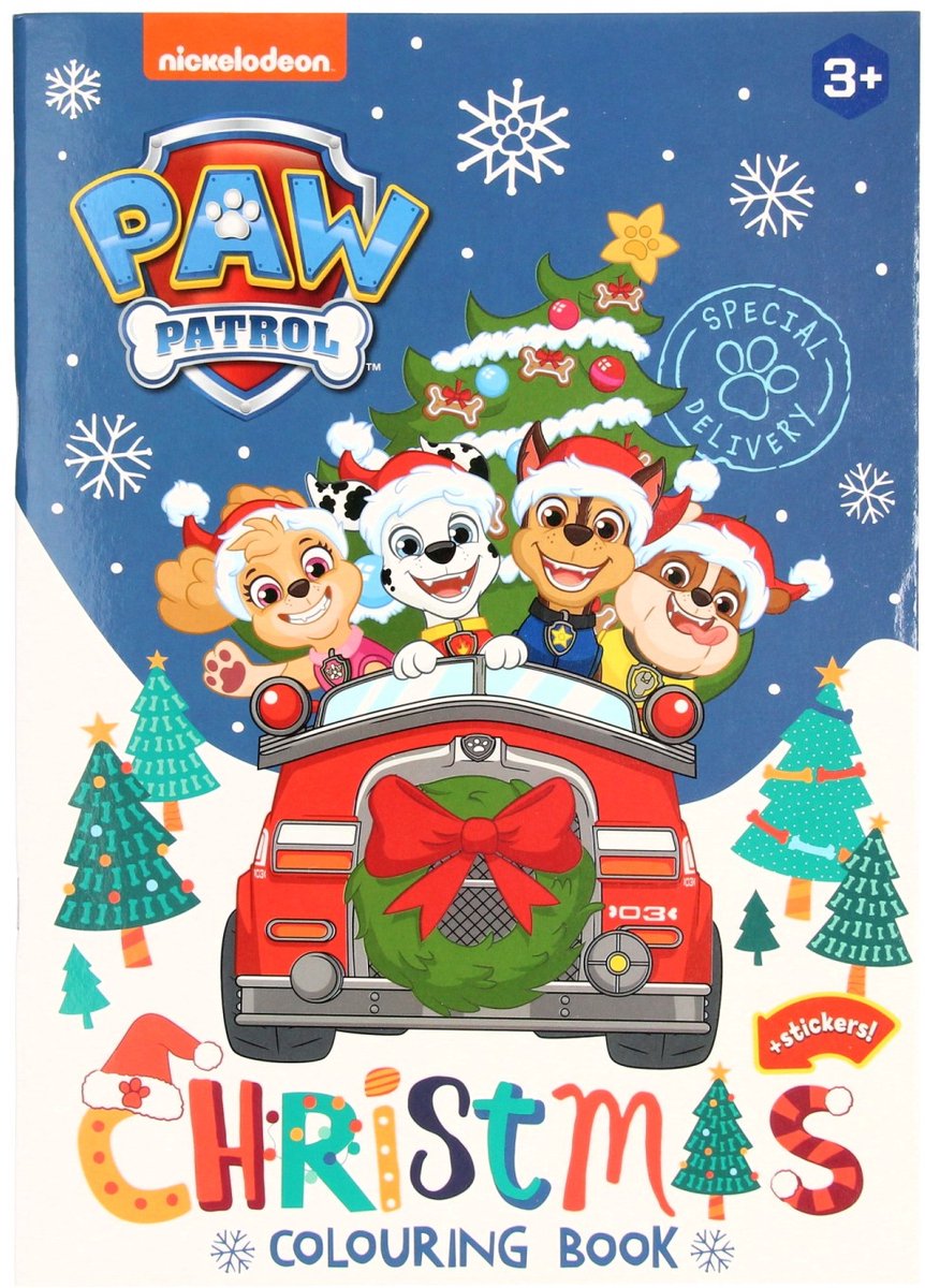 Wins Holland Livre de coloriage de Noël Paw Patrol + autocollants