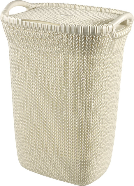 Panier à linge en tricot Curver avec couvercle - 57l - blanc oasis