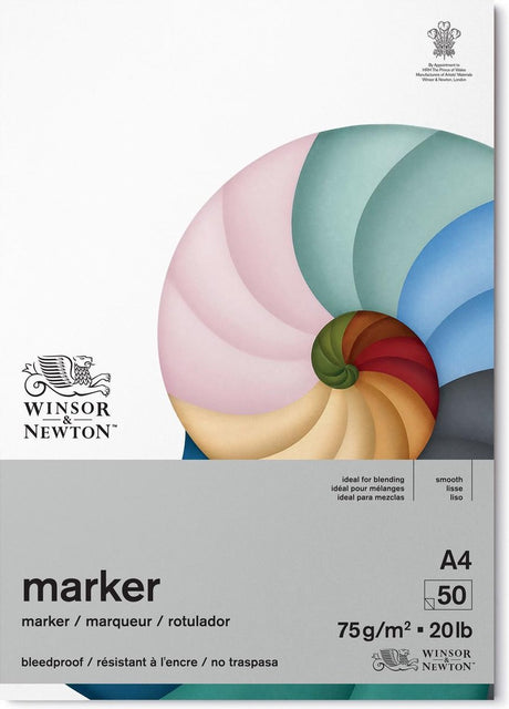 Winsor newton bloc marqueur anti-saignement – 75g m², a4, 50 feuilles, papier marqueur pour dessin, croquis d'illustration - bloc marqueur a4