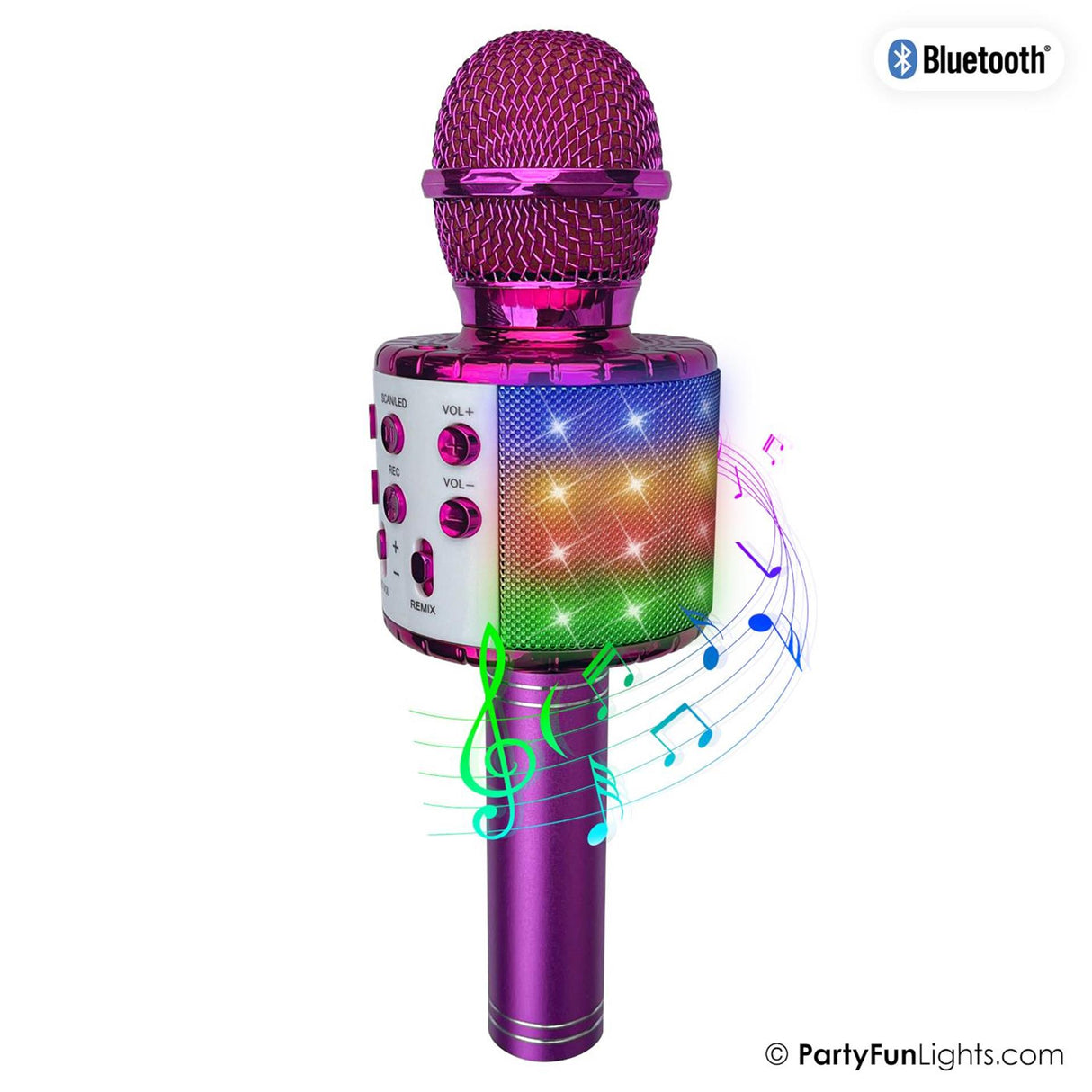 Partyfun lumières karaoké micro haut-parleur de fête rose