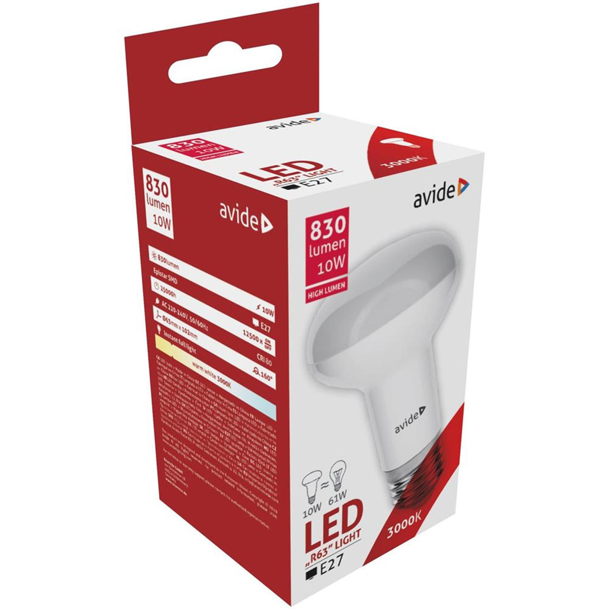 Avide LED R63 10W E27 3000K 830 Lumens