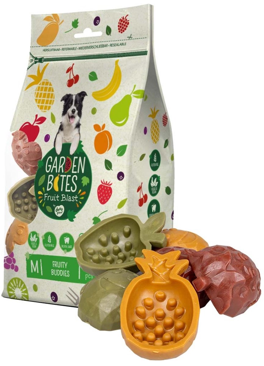 Garden Bites duvoplus - snacks pour chiens fruity buddies - friandises pour chiens - végétarien sans gluten - moyen 6pcs