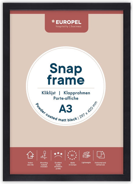 Europel kliklijst - posterlijst - a3 - 29,7 x 42 cm - 25mm frame - mat zwart