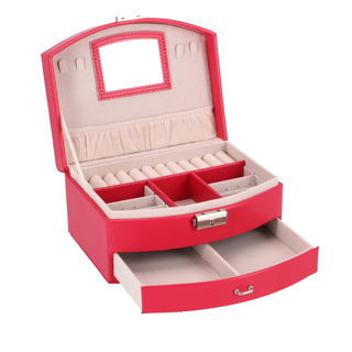 Boîte à bijoux No Brand Boîte à bijoux de luxe rose avec miroir et tiroir.