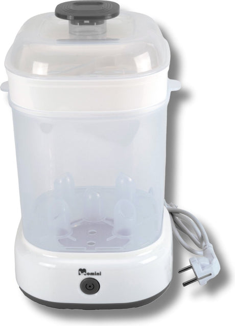 Stérilisateur Momini Quicksteam - Appareil de désinfection UV - Stérilisateur pour 5 biberons - Rapide et sûr - Arrêt automatique - Compact - Blanc