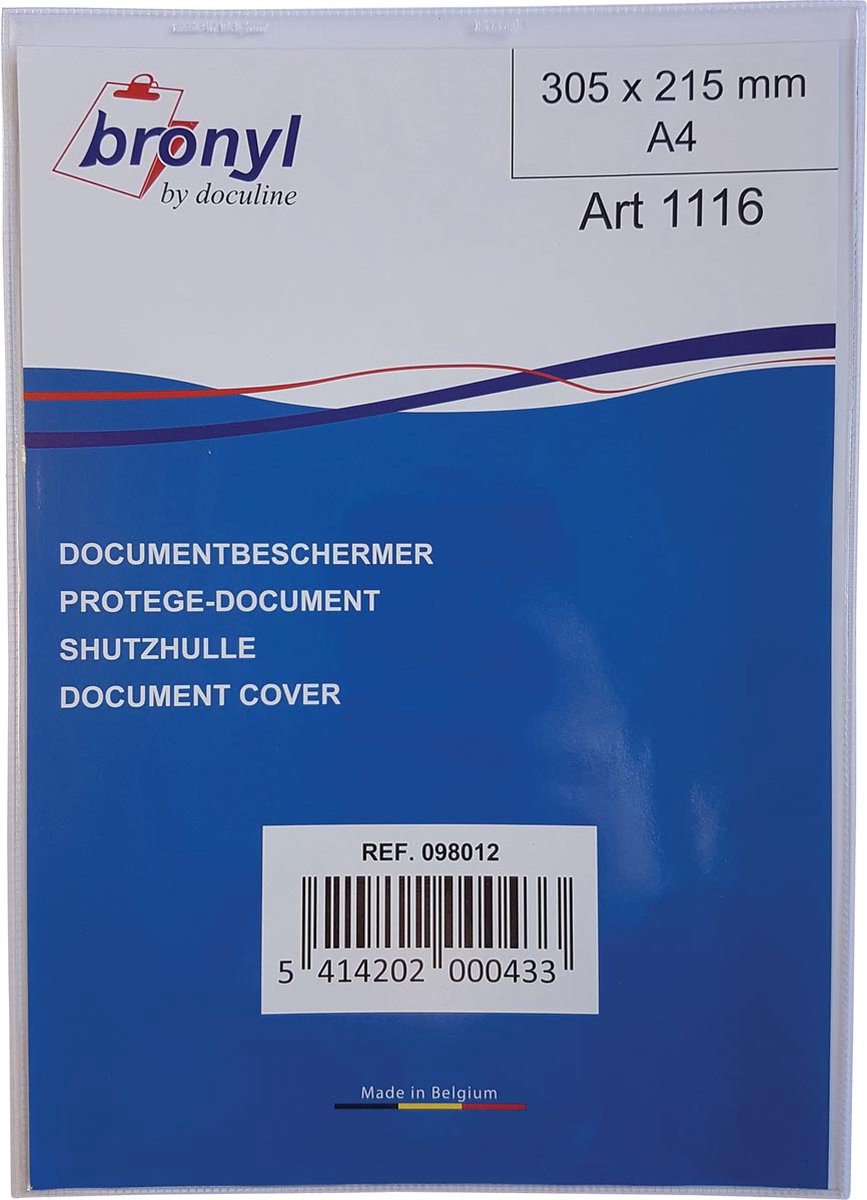 Dossier en U Bronyl en PVC transparent de 180 microns, pi A4, paquet de 10