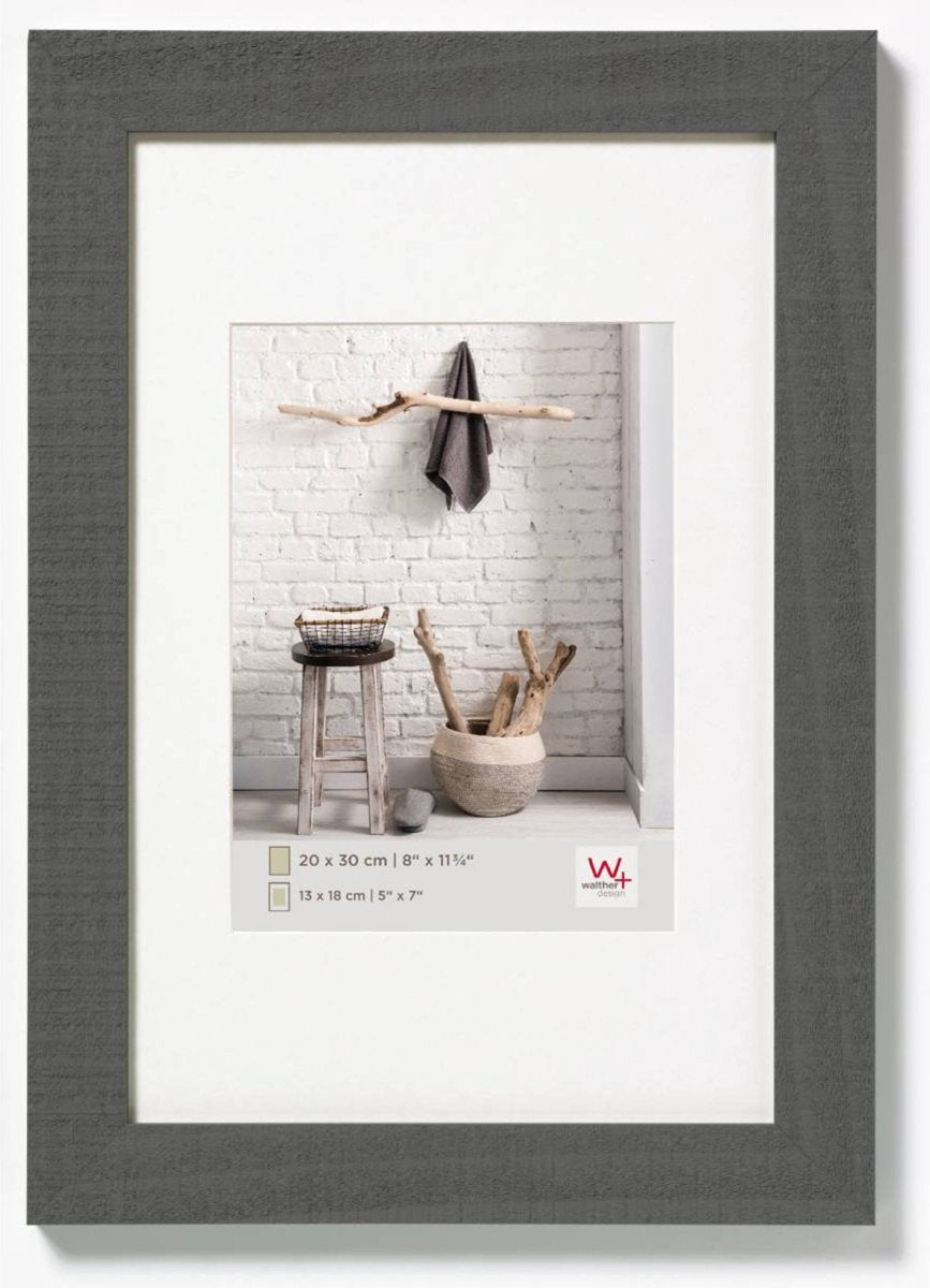 Walther home - cadre en bois - format photo 20x30 cm - gris