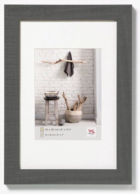 Walther home - cadre en bois - format photo 20x30 cm - gris