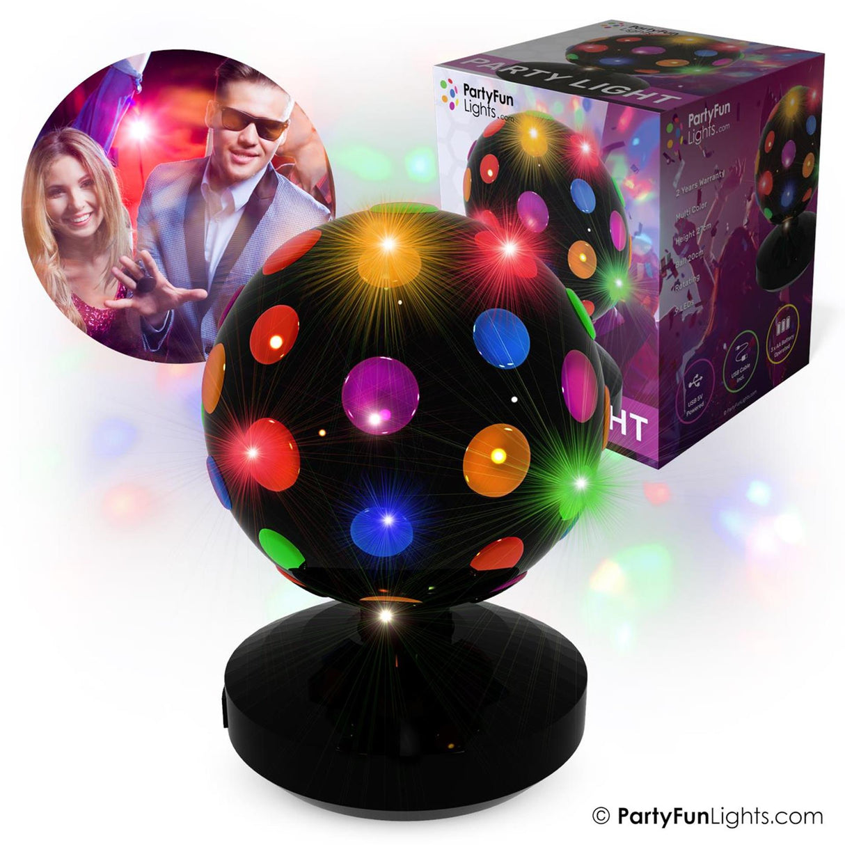 Lumières amusantes de fête, lumière disco dia20cm 9 led