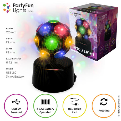 Partyfun lights lampe de table mini boule disco rotative