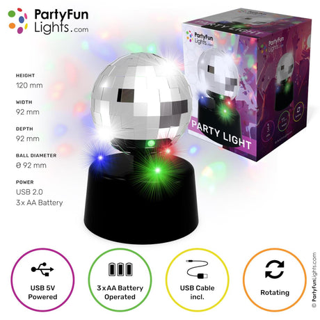 Partyfun lumières lampe de table mini miroir disco led rotation