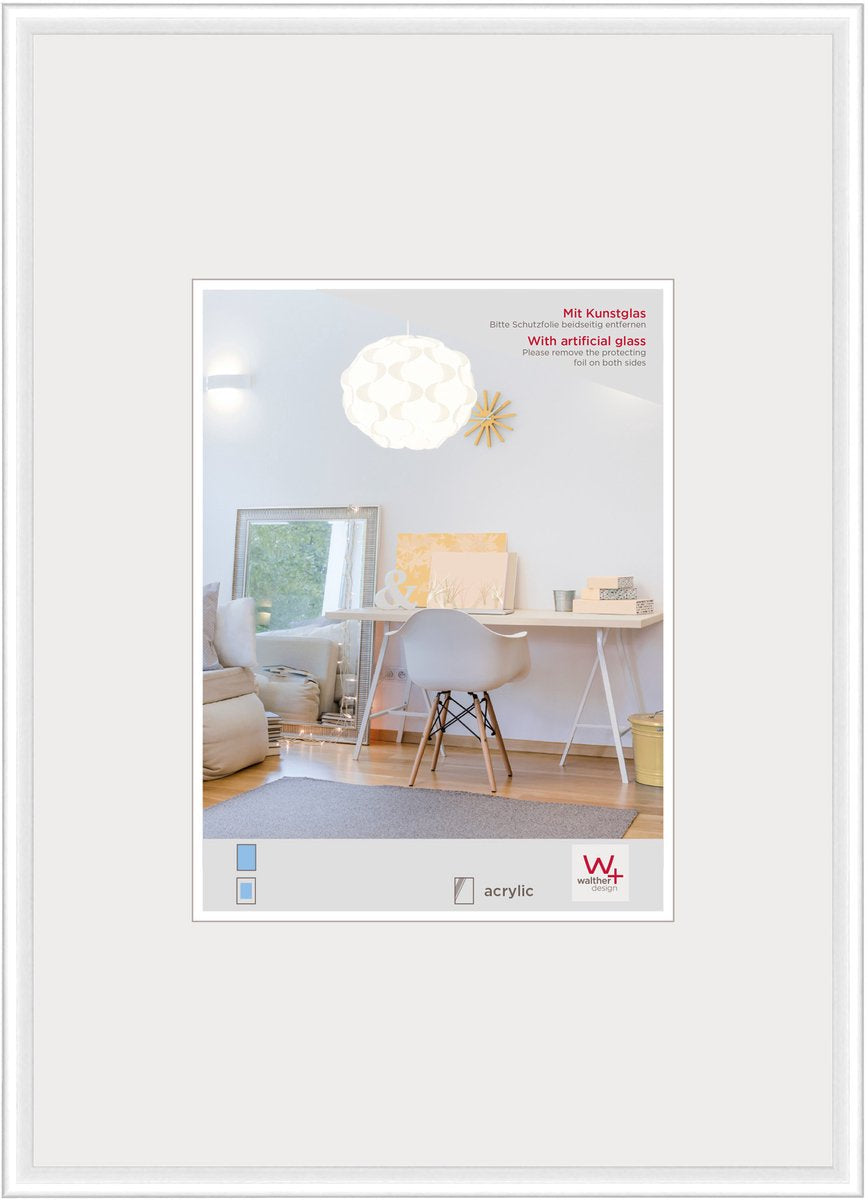 Walther new lifestyle - cadre en plastique - format photo 30x40 cm - verre d'art - blanc