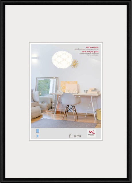 Walther new lifestyle - cadre en plastique - format photo 40x60 cm - verre d'art - noir