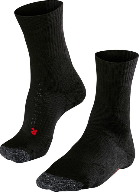 Falke te2 chaussettes de tennis en coton anti-ampoules en matériau fonctionnel hommes noir - taille 44-45