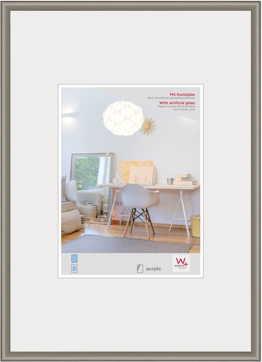 Walther new lifestyle - cadre en plastique - format photo 30x40 cm - verre d'art - acier