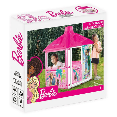Maisonnette Barbie City 132x104x104 cm rose blanc