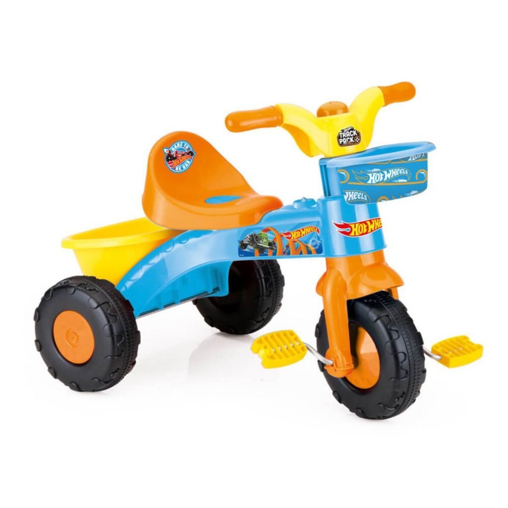 Tricycle Dolu hotwheels + son 50x64x46 cm orange bleu jaune