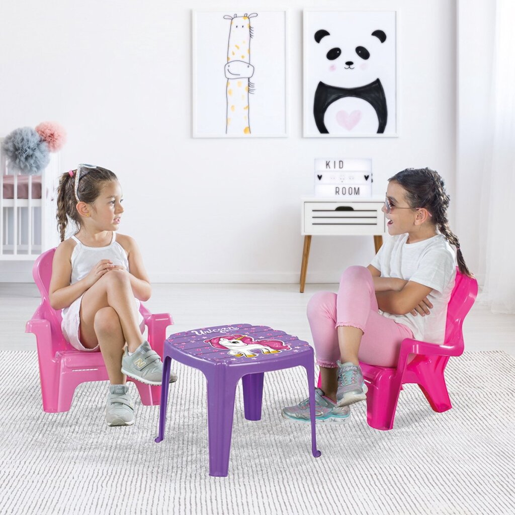 Table rose de licorne Dolu avec chaises