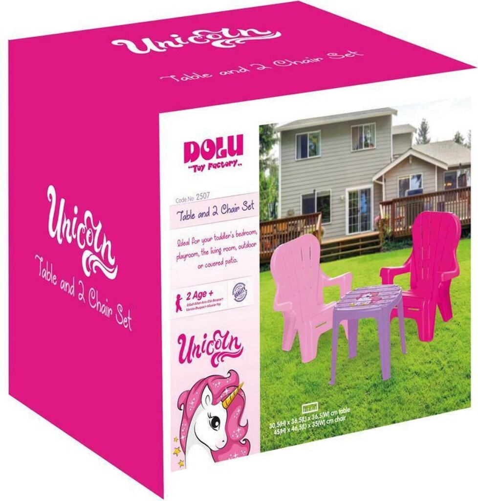 Dolu dolu unicorn roze tafel met stoeltjes