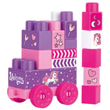 Dolu unicorn Jumblocks train with 20 blocks of pink