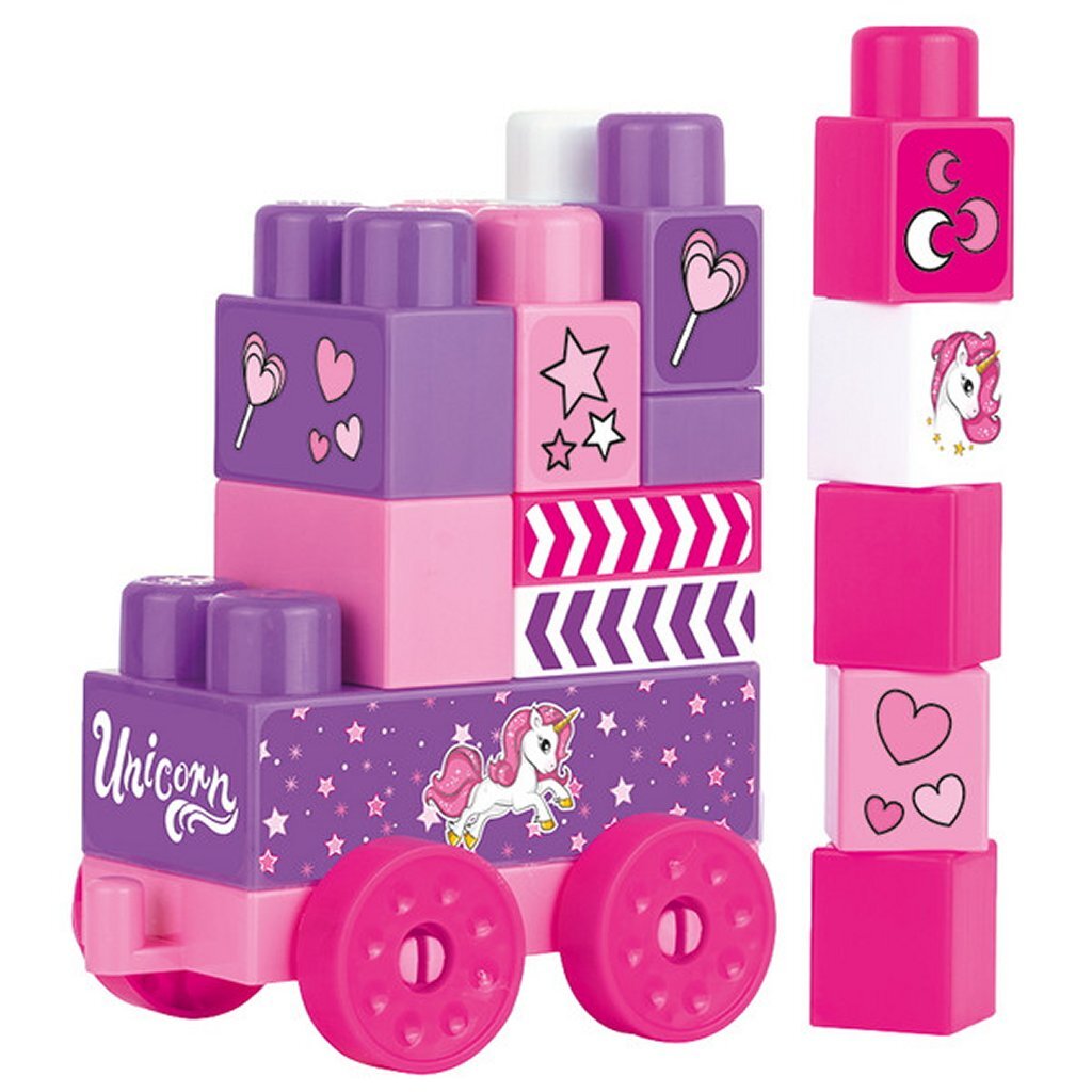 Dolu licorne jumblocks train avec 20 blocs rose