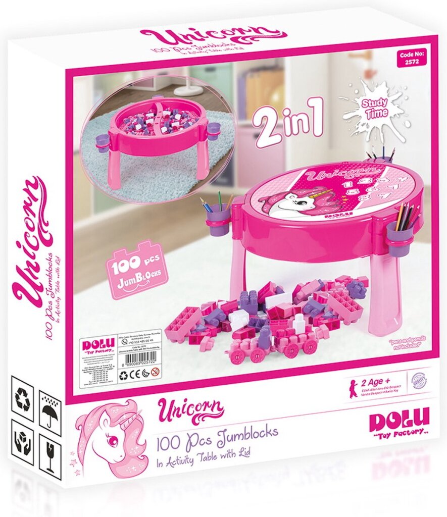 Table d'activités licorne Dolu comprenant 100 blocs