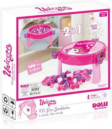 Table d'activités licorne Dolu comprenant 100 blocs