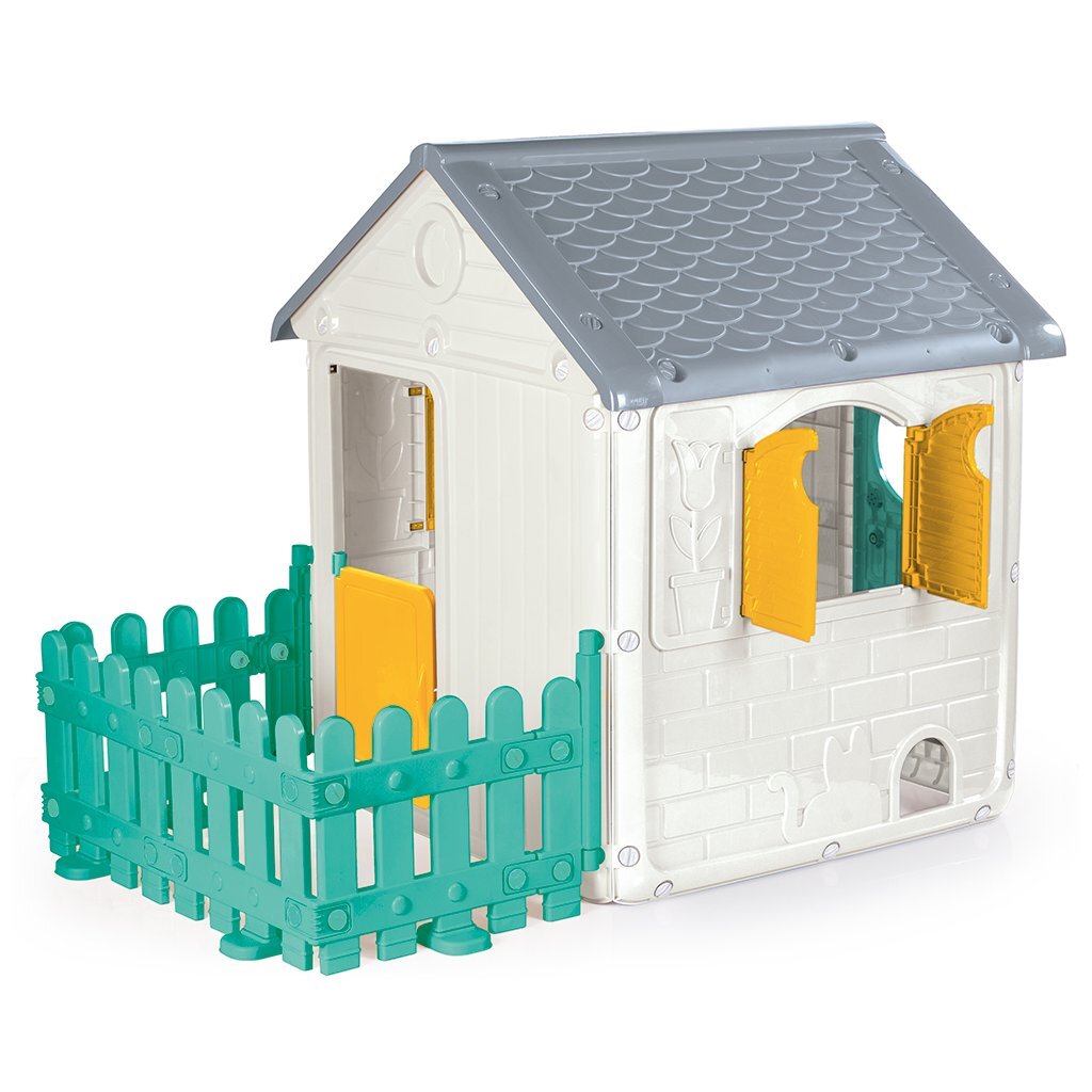 Maisonnette Dolu 122,5x104x156 cm + son blanc vert gris jaune