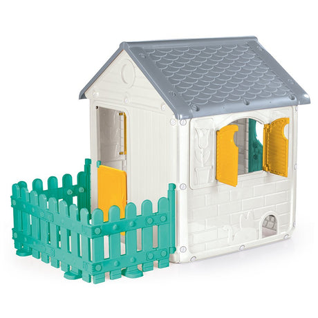 Maisonnette Dolu 122,5x104x156 cm + son blanc vert gris jaune