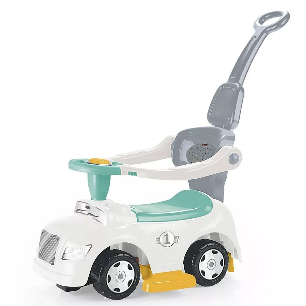 Porteur Dolu 3en1 avec poignée + klaxon blanc bleu gris jaune