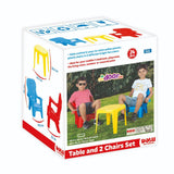Table Dolu avec 2 chaises bleu rouge jaune