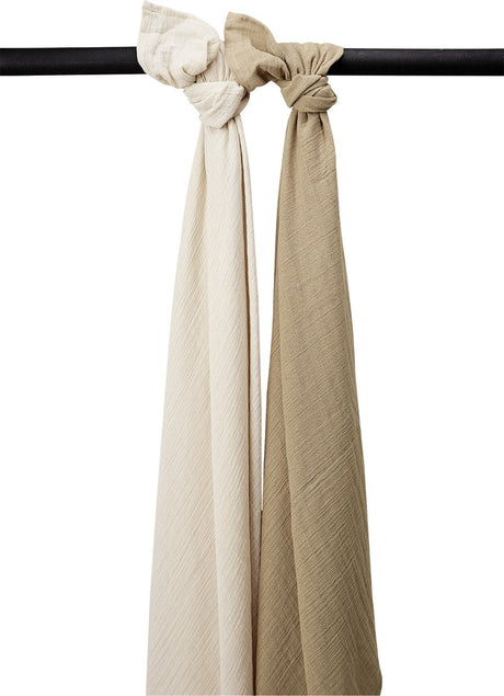 Lange Meyco baby uni - pack de 2 - hydrophile prélavé - taupe sable doux - 120x120cm