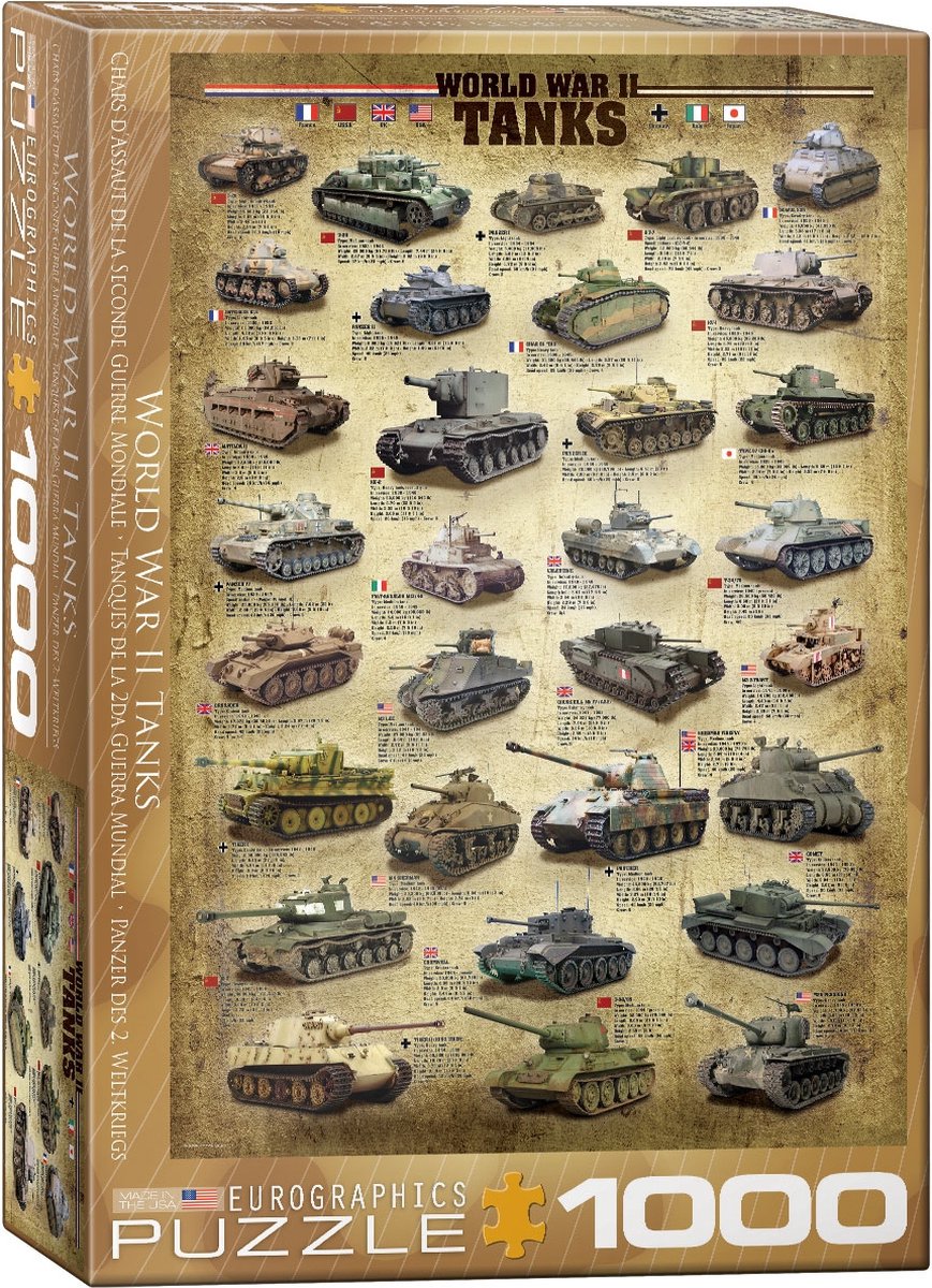 Eurographics - chars de la seconde guerre mondiale [chars de la seconde guerre mondiale] - 1000 pièces 48×68cm (l×h) - puzzle