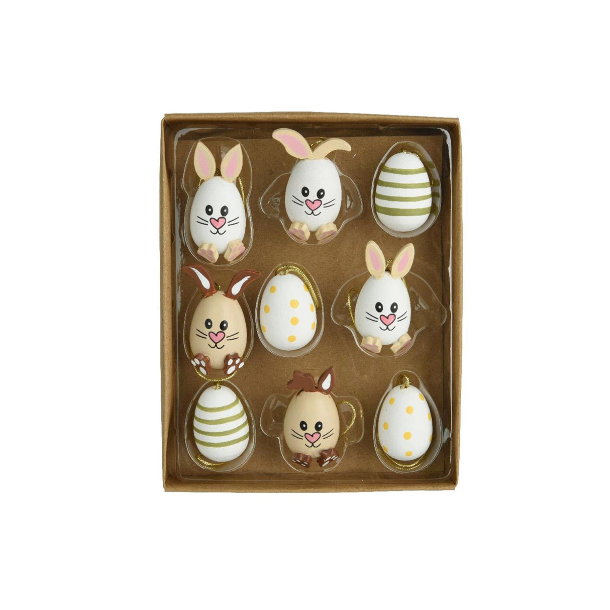 Decoris décoration à suspendre oeuf 9 pièces bois ø2xh4,5cm