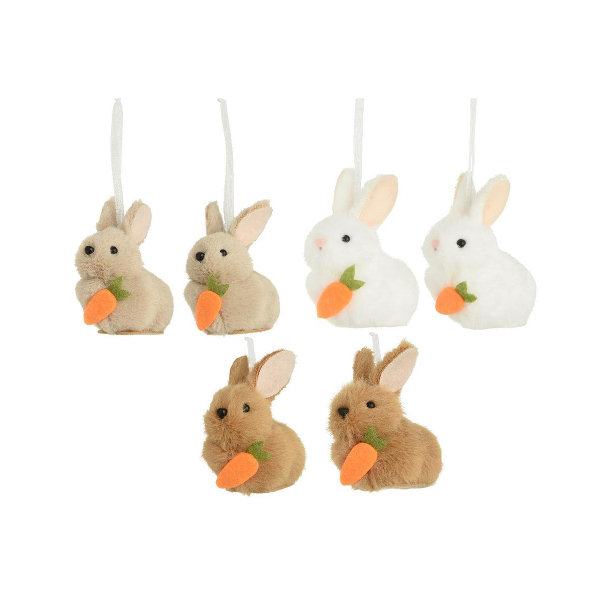 Decoris décoration à suspendre lapin polyester lot de 2 pièces