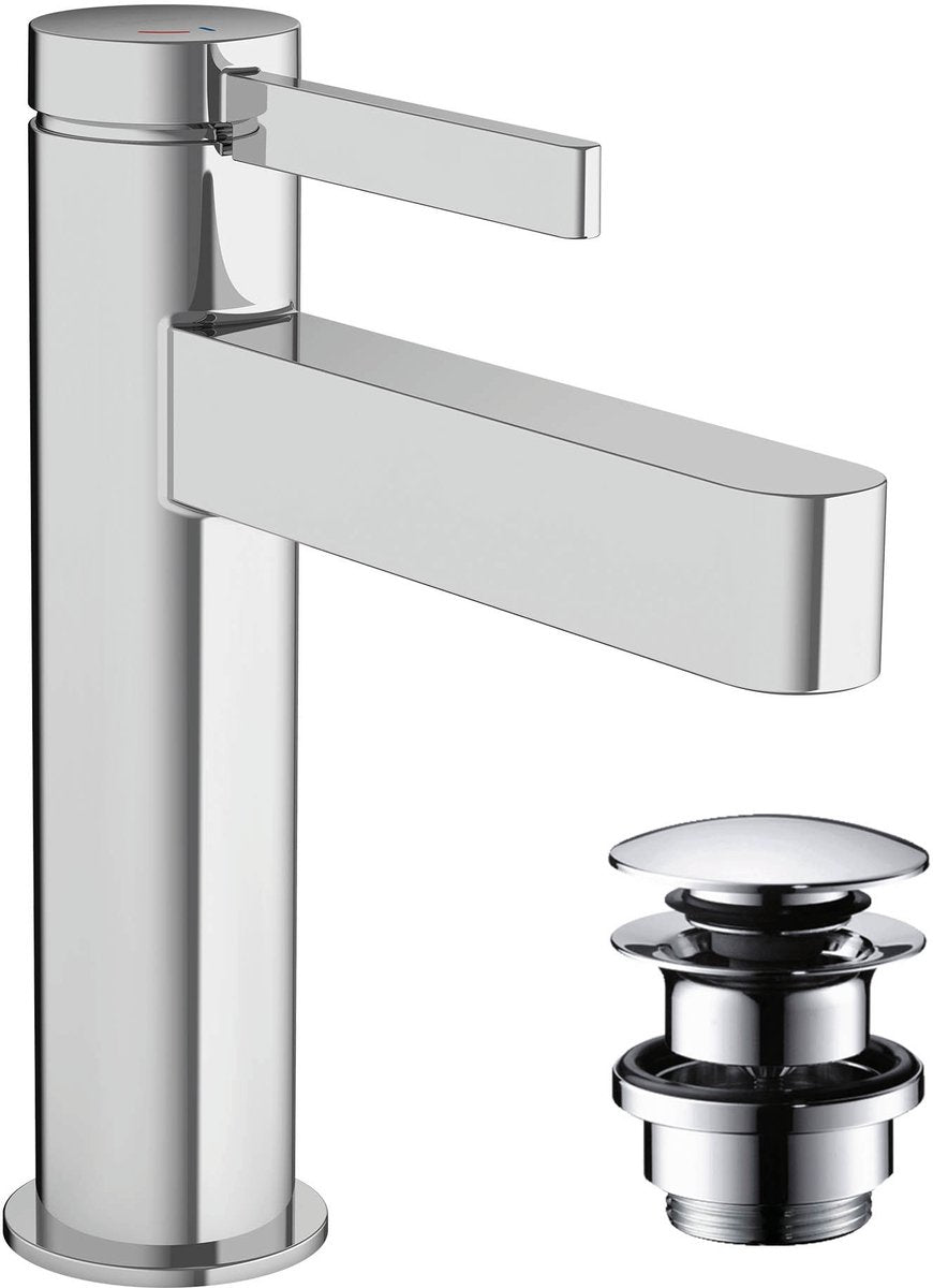 Hansgrohe finoris - mitigeur de lavabo - commande monocommande - démarrage à froid à économie d'énergie - avec bouchon de vidange - 110 mm - chrome