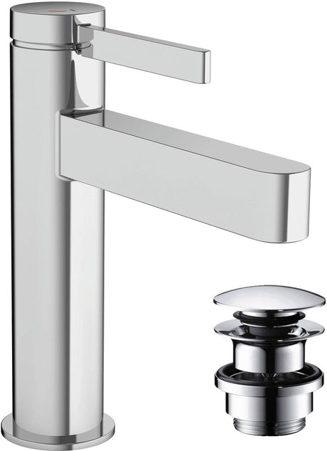 Hansgrohe finoris - mitigeur de lavabo - commande monocommande - démarrage à froid à économie d'énergie - avec bouchon de vidange - 110 mm - chrome