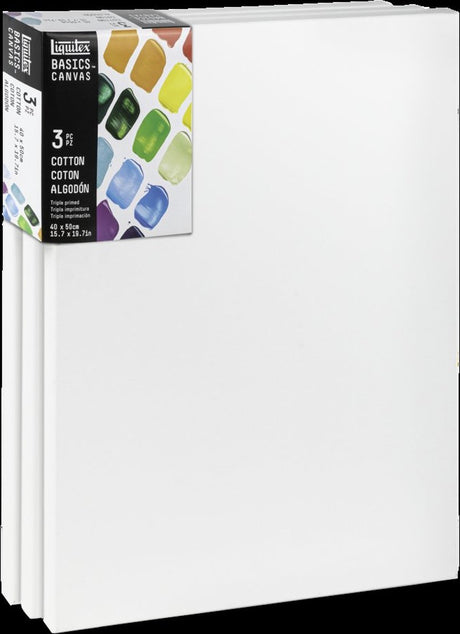 Liquitex 471040050 toile basics 40 x 50 cm – lot de 3 | Toile 100% coton env. 280 g m² | triple amorçage | pour peinture à l'huile acrylique