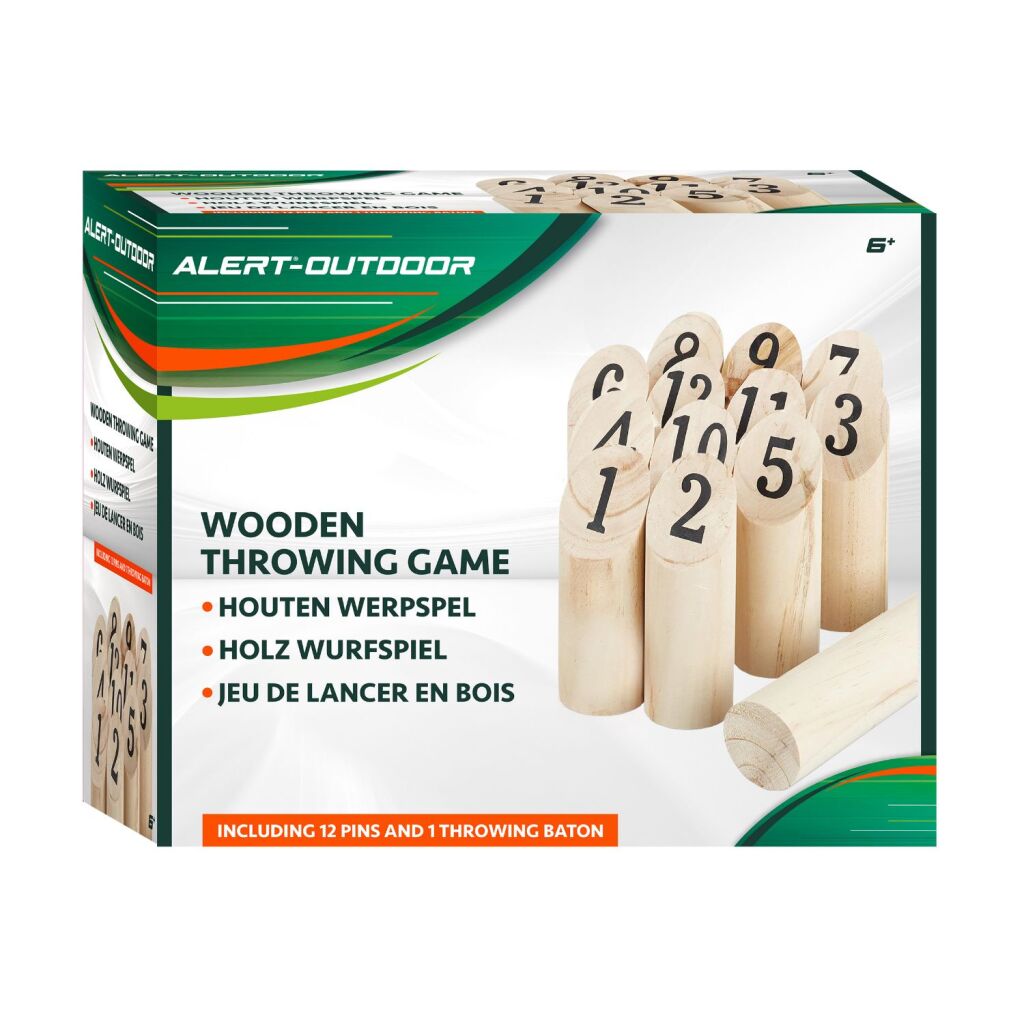 Jeu de lancer en bois d'extérieur Alert avec filet de rangement pratique | 2 pièces