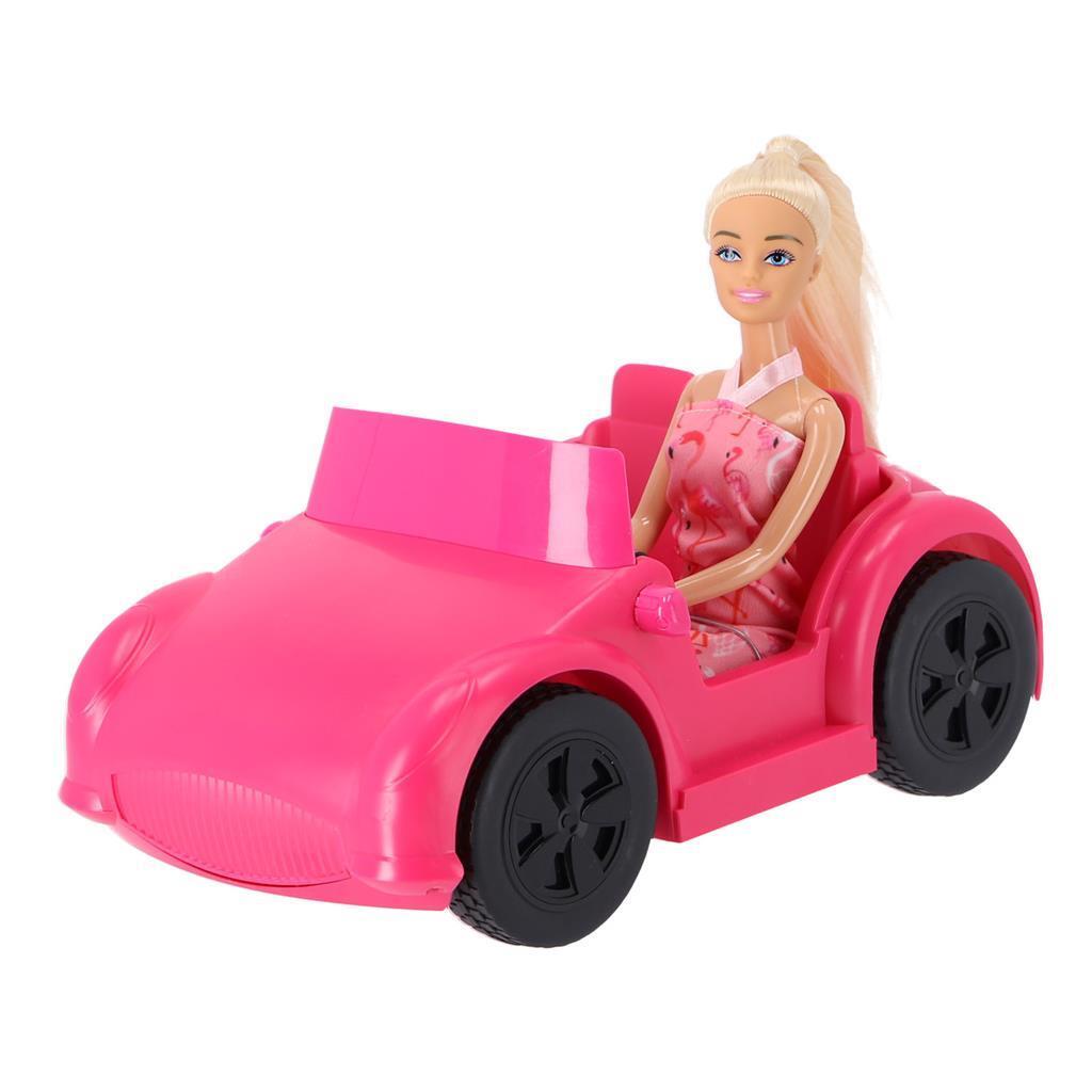 Poupée Fleur avec voiture rose