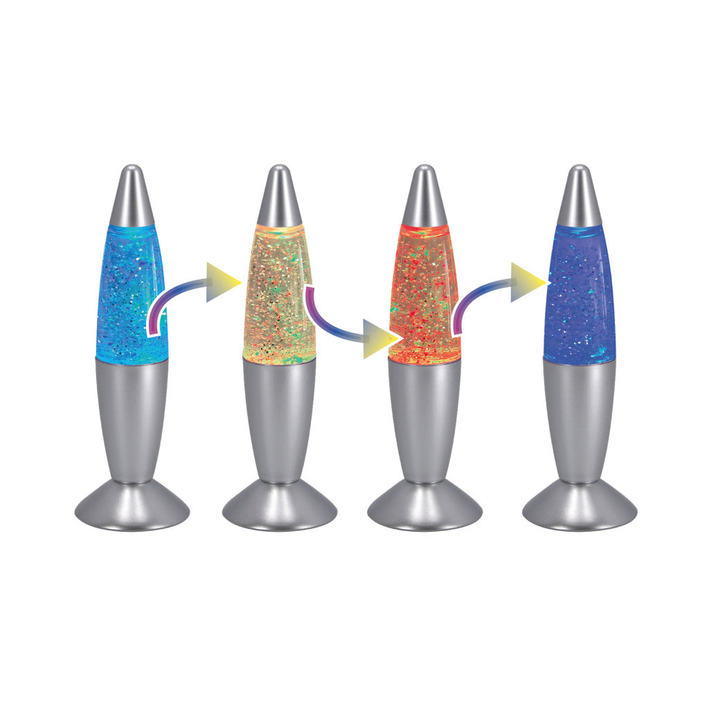 Lampe à paillettes Party time changeant de couleur 19 cm