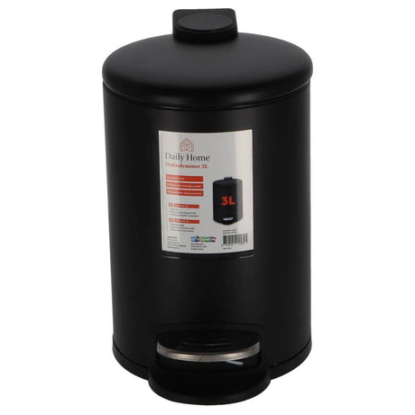 Poubelle à pédale Daily Home 3l noir | 2 pièces