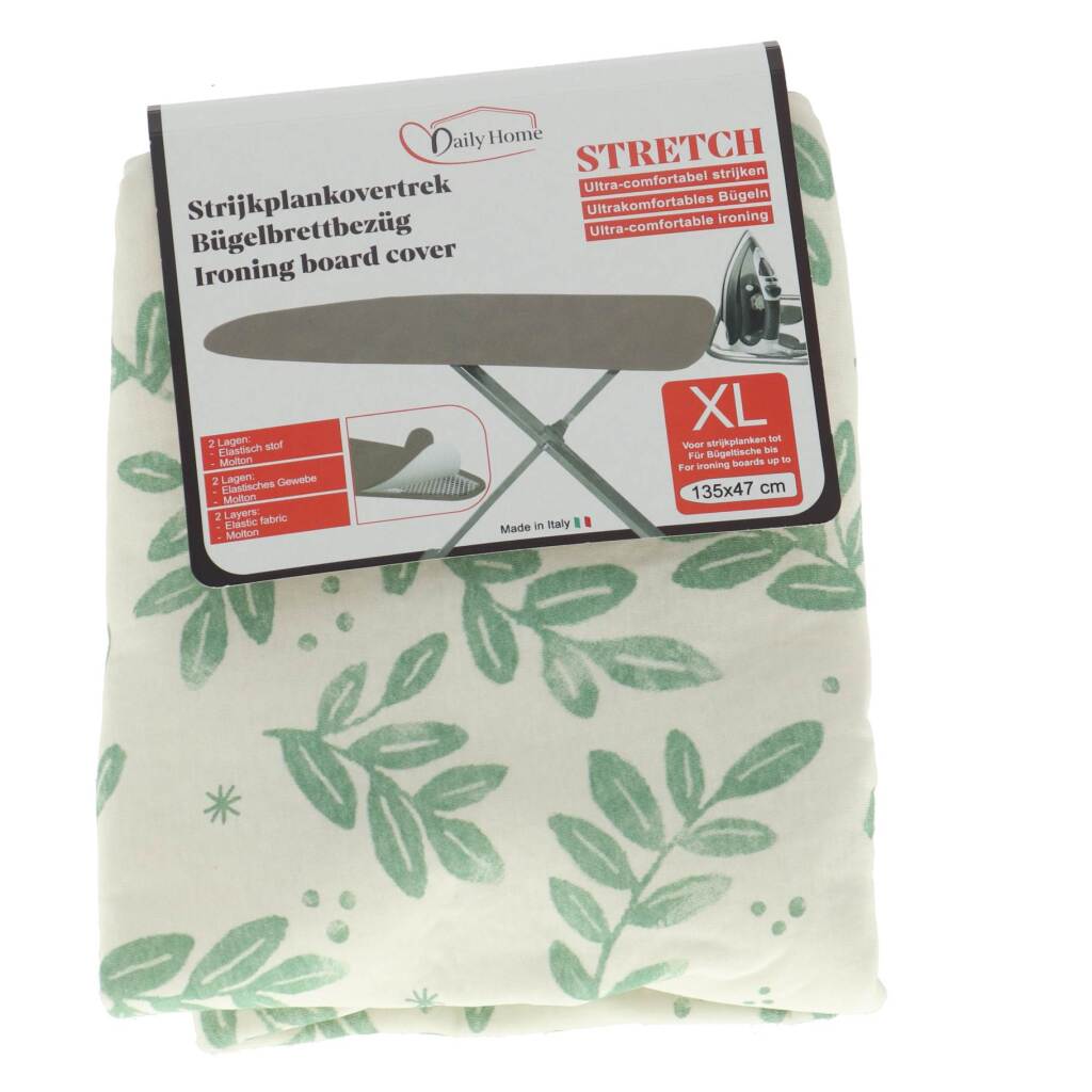 Housse de repassage maison quotidienne stretch xl 135x47 cm vert blanc