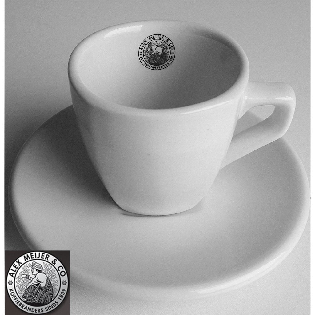 Tasse à expresso et soucoupe Intermezzo logo Alex Meijer 3 pièces
