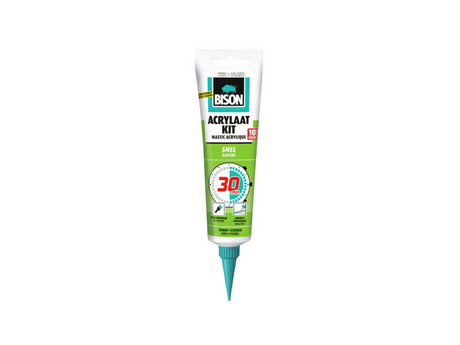 Mastic acrylique Bison rapide 30 minutes tube 150 ml - mastic pour sceller les joints, les coutures, les fissures et les fissures, peut être peint, peut être soigneusement découpé
